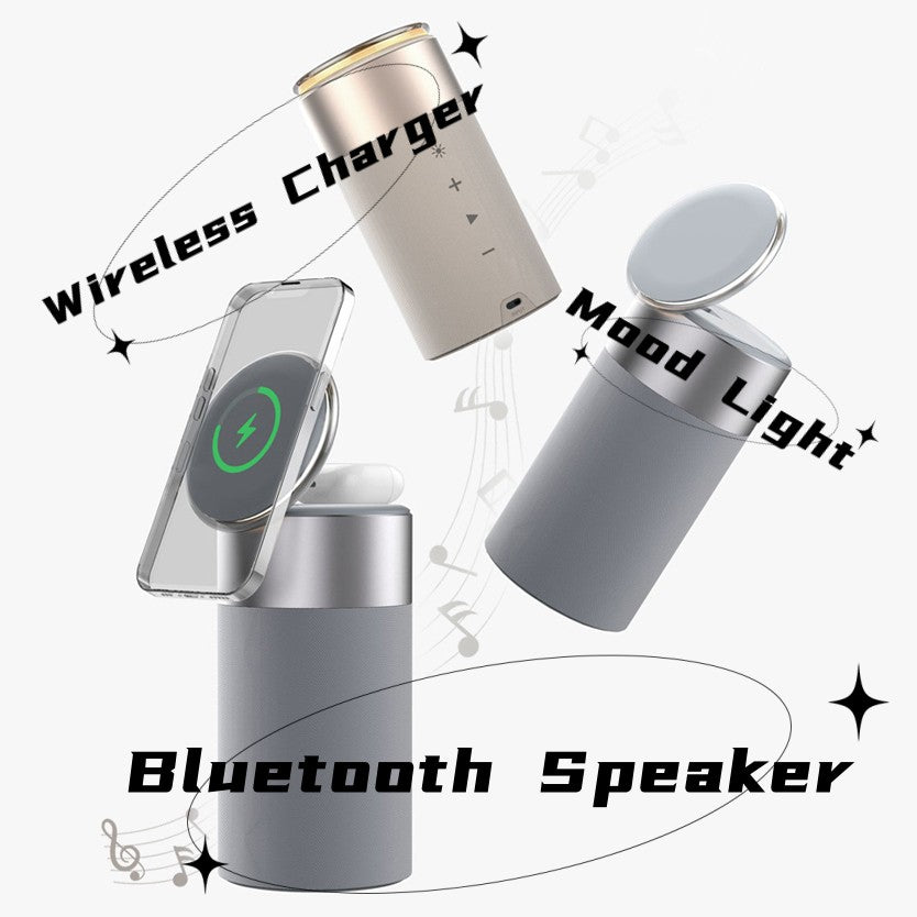 3 In 1 Multi-Function IPhone And AirPods Wireless Charger Portable Bluetooth Speaker With Touch Lamp For Home And Office