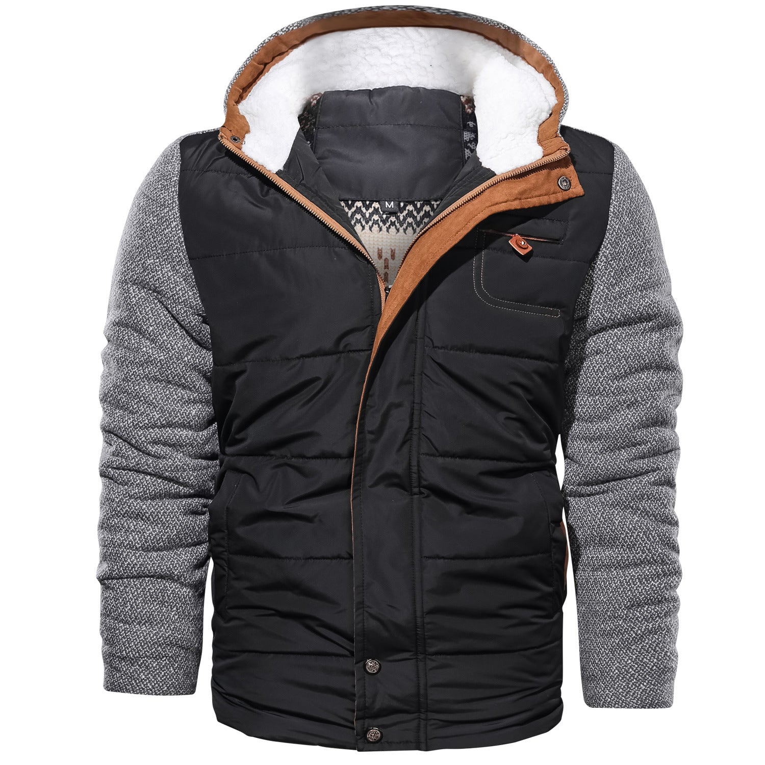 Spliced Men's Cotton Jacket Plus Size Jacket