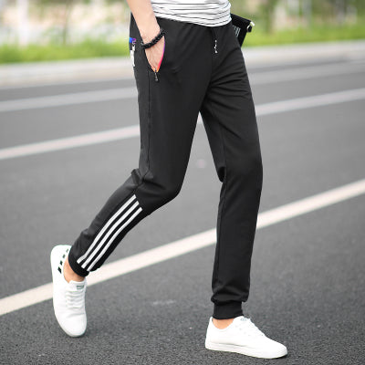 Cotton sweatpants men's autumn thin section closing feet casual trousers legs leggings pants three bars student guard pants