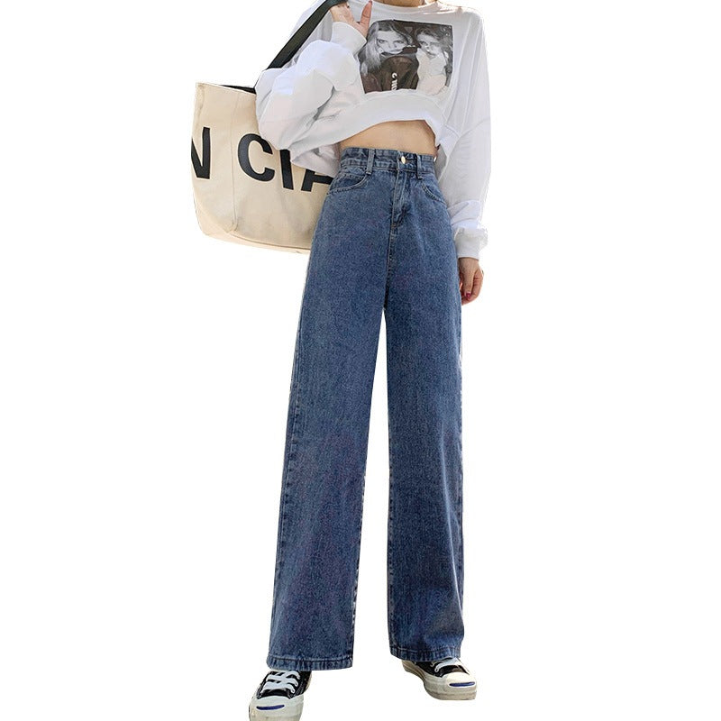 Skinny High-waisted Wide-leg Mopping Trousers Jeans