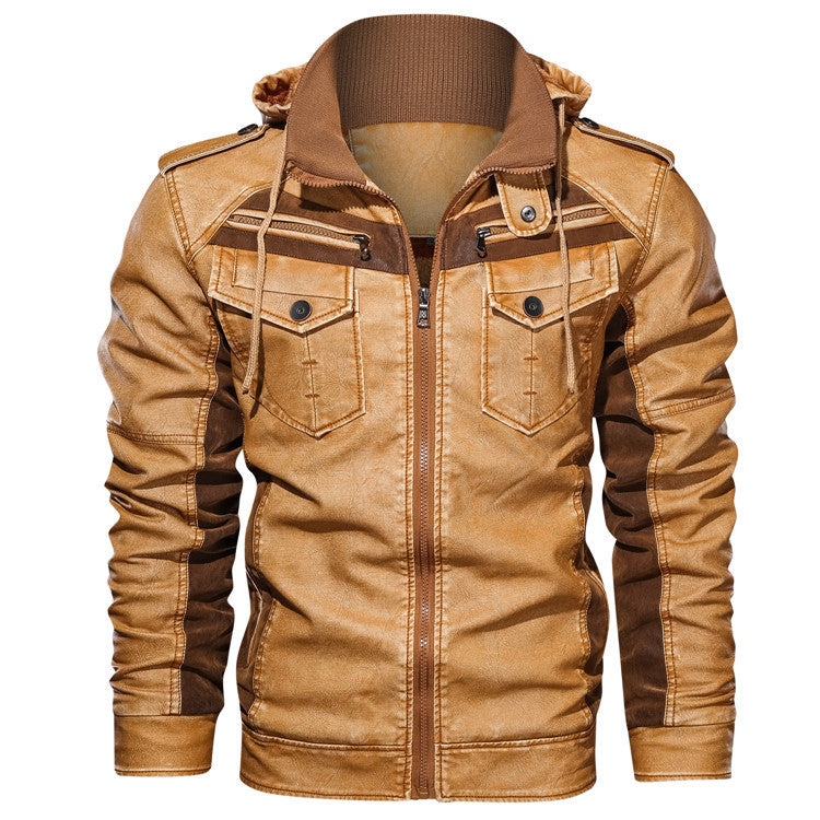 Men's leather short locomotive leather