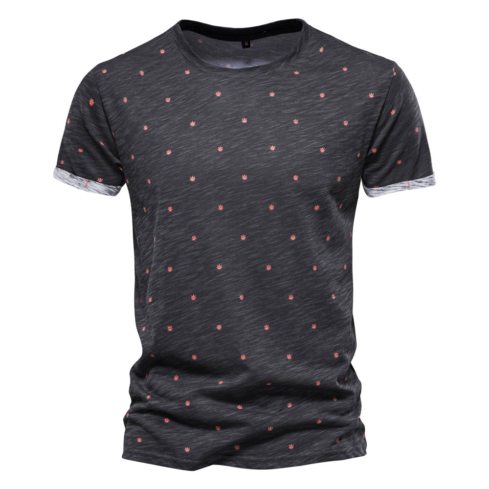 Summer Print Men's Round Neck Short Sleeve T-Shirt