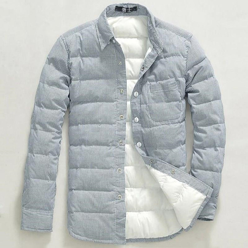 Middle Aged Men's Quilted Warm Shirt Jacket