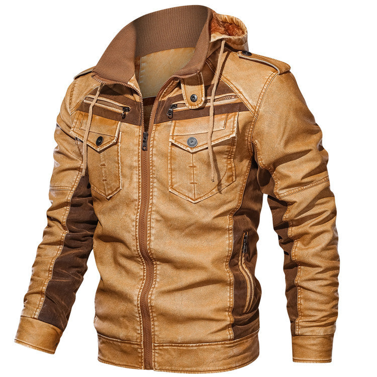 Men's leather short locomotive leather